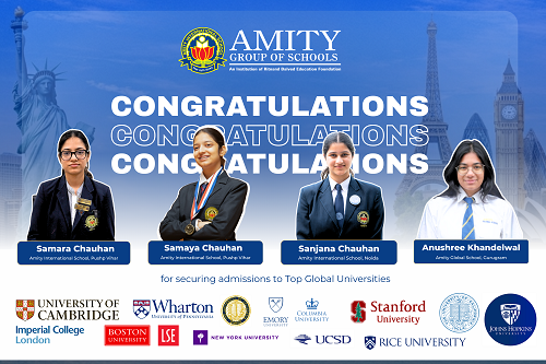 Amity Students Achieve Outstanding Global Selections to Ivy League and Top Global Universities